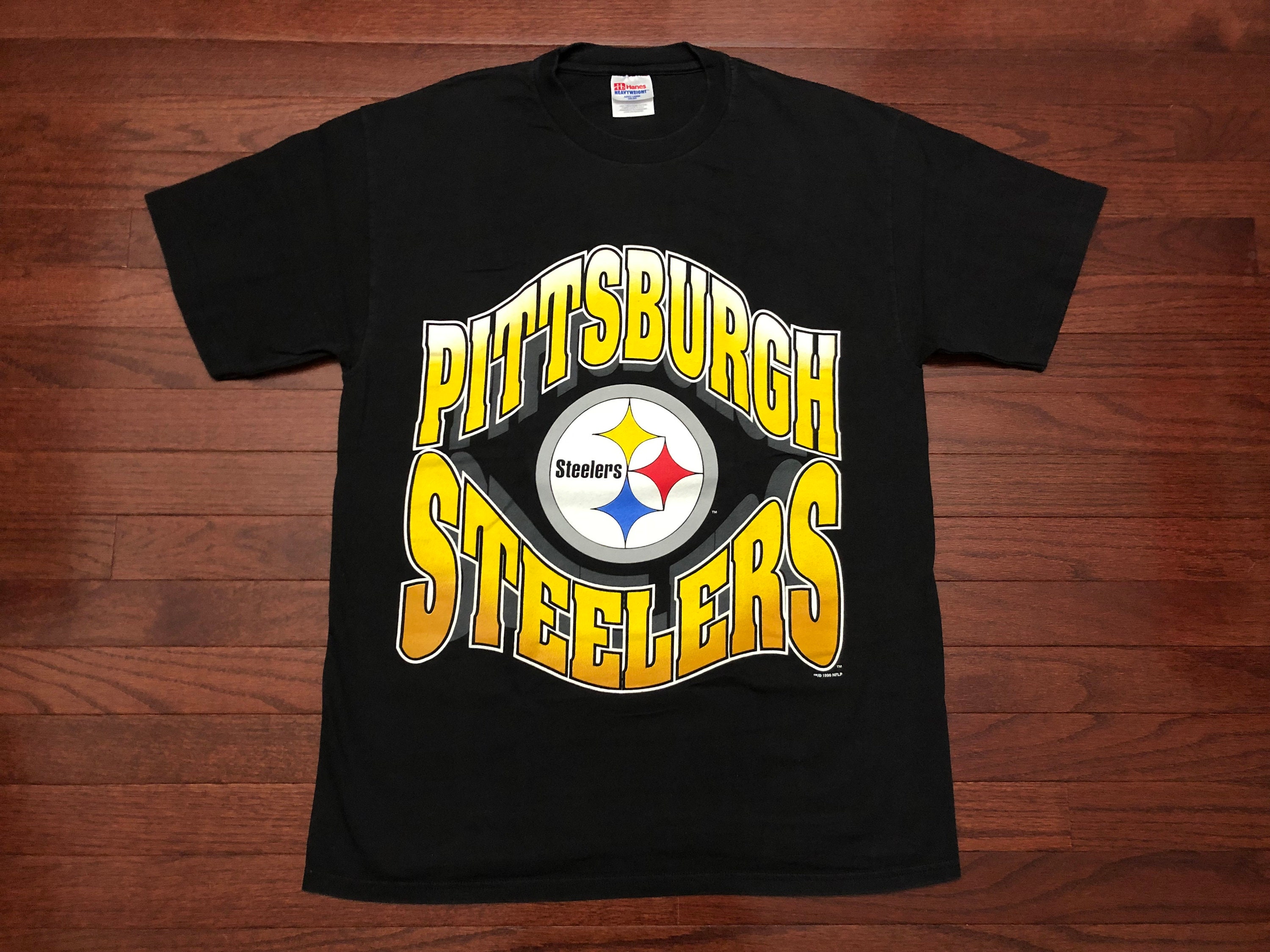 ShirtMcGirt Large 1996 Pittsburgh Steelers Men's T Shirt Black Yellow Vintage 1990's Hanes NFL Football Pennsylvania 90's L