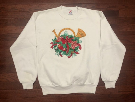 Small 80's custom Christmas sweatshirt men's vint… - image 1