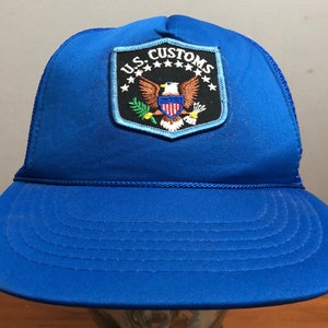 NEW 90&#39;s U.S. Customs trucker hat snapback baseball cap blue black white vintage 1990&#39;s adjustable E