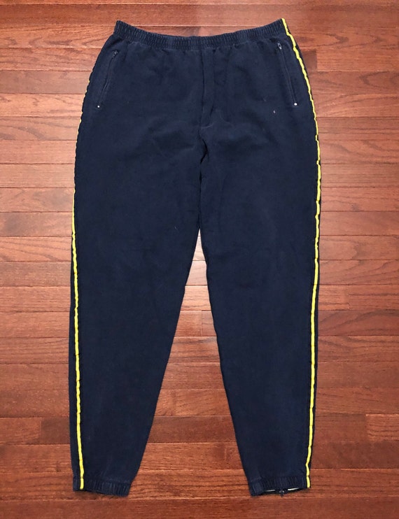 Large 90's Polo Sport Ralph Lauren Sweatpants Dark Blue Yellow Vintage  1990's Spell Out Sweats Sweat Pants 