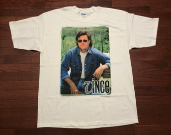 XL 1998 Vince Gill concert tour T shirt white blue 1990's men's vintage 90's country music E