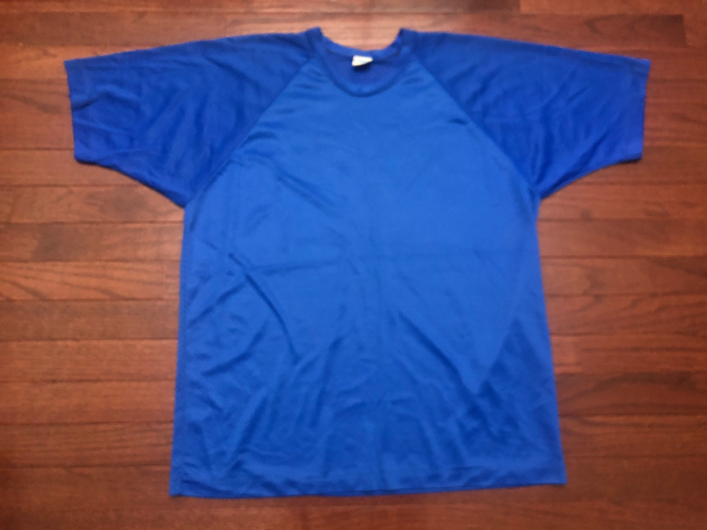 Large 70's Champion Air-knit T Shirt Jersey Men's Blue