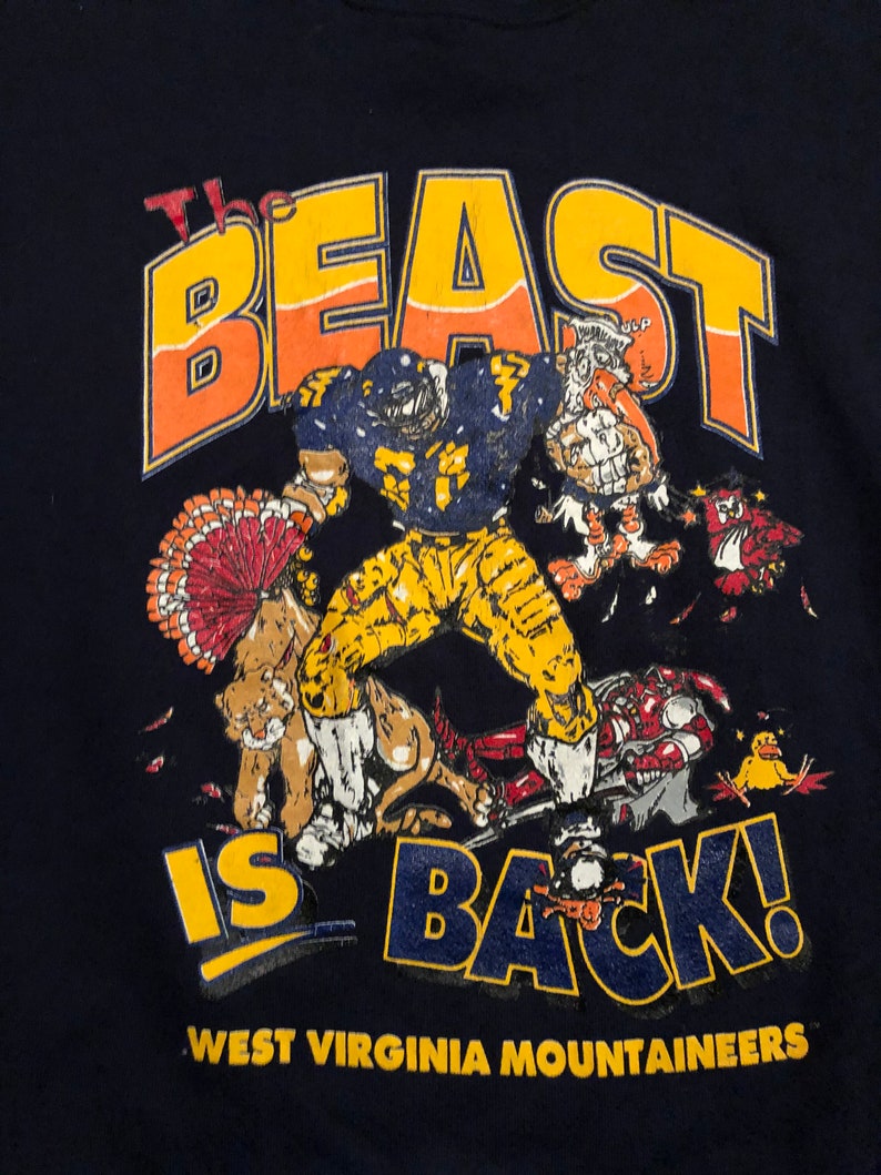 XL 90/'s West Virginia University men/'s sweatshirt vintage crewneck blue gold white 1990/'s Tultex Mountaineers