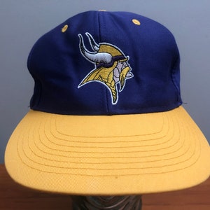 90&#39;s Minnesota Vikings baseball cap snapback hat vintage 1990&#39;s purple gold Team NFL Football E