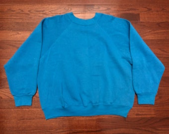 Ladies 90's 1X Tultex Maximum Sweats sweatshirt crewneck blue vintage 1990's women's XL blank E
