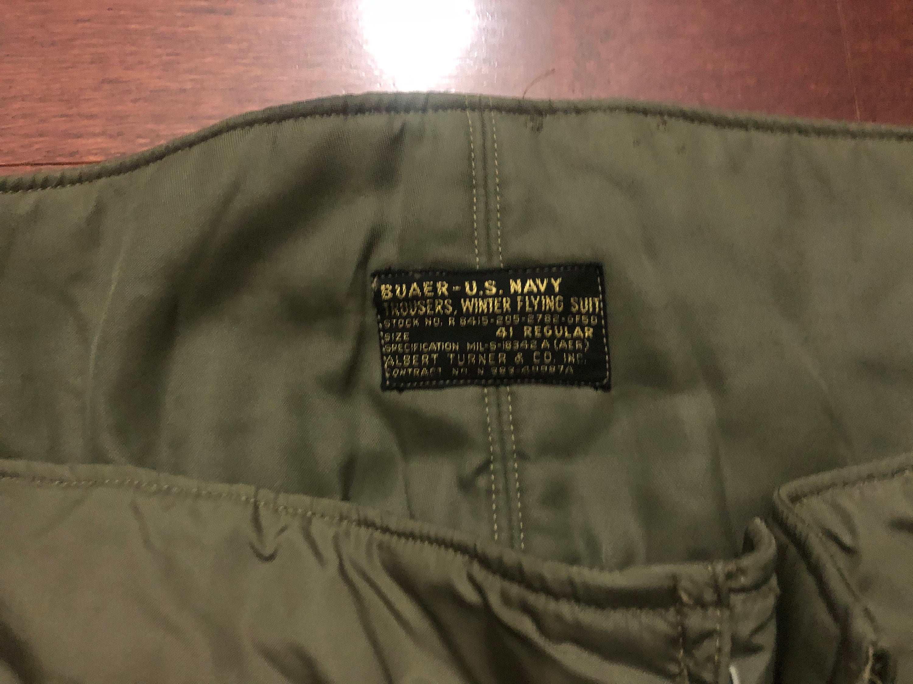 Size 41 Regular 1960's U.S. Navy Winter Flying Suit Pants Size 41 Regular 1960's U.S. Navy Winter Flying Suit Pants