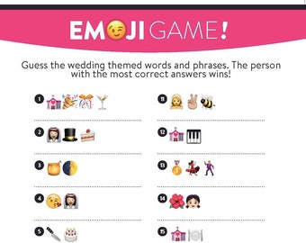 Emoji Bridal Game, Wedding Shower Game