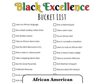 African American Planner, Black Excellence Bucket List