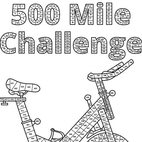Cycling Fitness Tracker 500 Mile Cycle Challenge Etsy