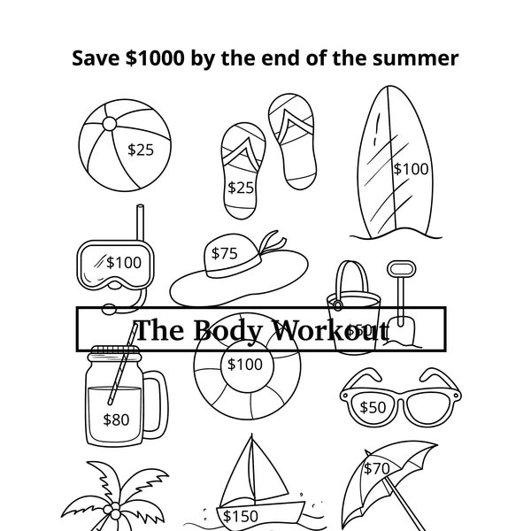 Summer Savings Challenge, Save 1000 Challenge, Savings Challenge Printable