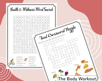 Senior Citizen Games, Health Crossword Game, Health Word Search