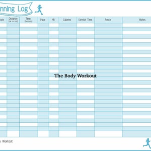 Fillabe Running Log, Printable Running Log