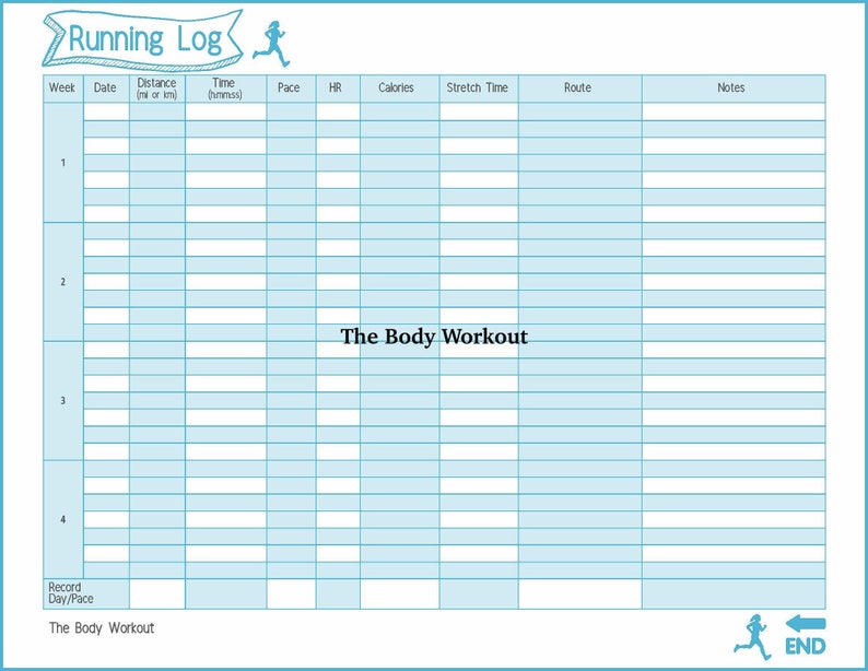 Fillabe Running Log Printable Running Log Etsy