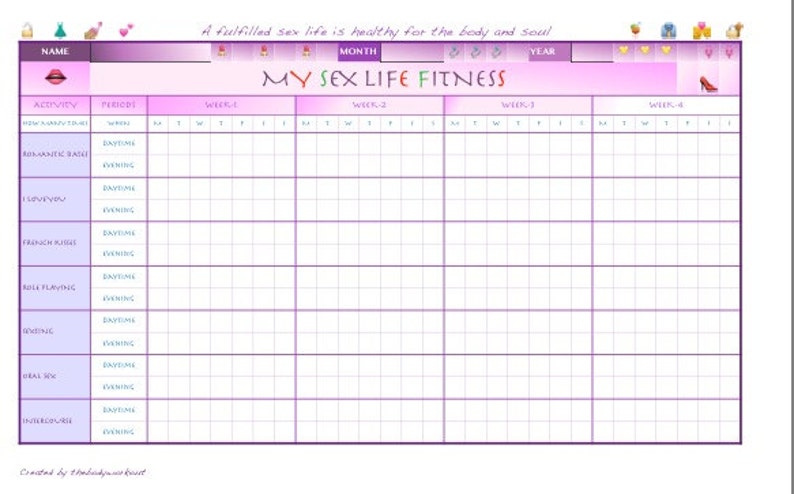 Intimacy Planner Time For Spouse Sex Tracker Sex Diary Date Night