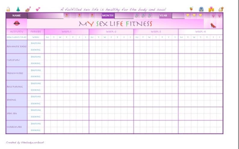 Intimacy Planner Time For Spouse Sex Tracker Sex Diary Date Night