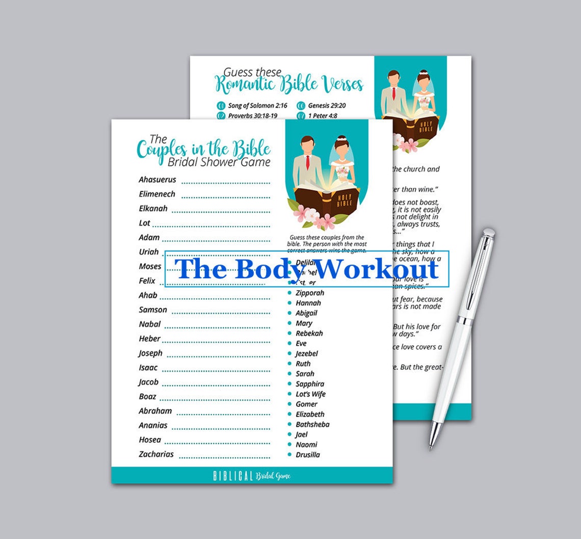 Romantic Bible Verses, Biblical Bridal Shower Games, Couples of the