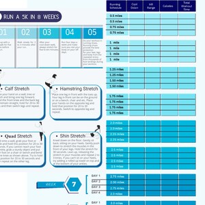 Run A 5K In 8 Weeks,  5k Running Plan, Fillable PDF and Printable PDF