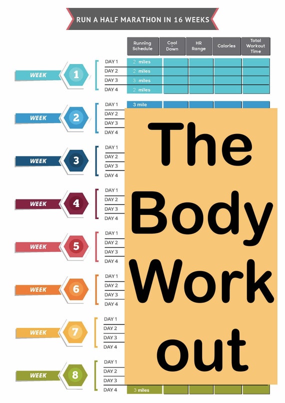16 Week Half Marathon Training Schedule Running Guide Mini Etsy