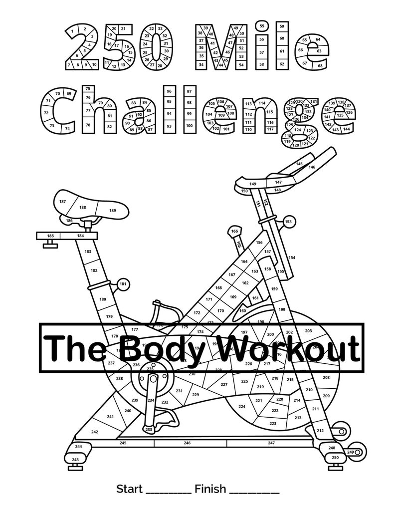 Activity Tracker 250 Mile Cycle Challenge Chart Tracker - Etsy
