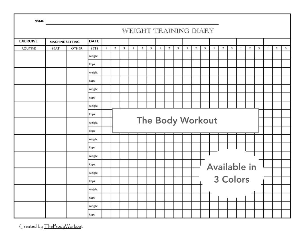 Weight Training Tracker, Strength Training Tracker - Etsy