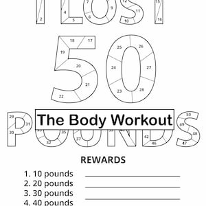 Weight Tracker with Rewards Chart, 50 pounds Weight Loss Printable