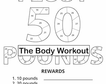 Weight Tracker with Rewards Chart, 50 pounds Weight Loss Printable