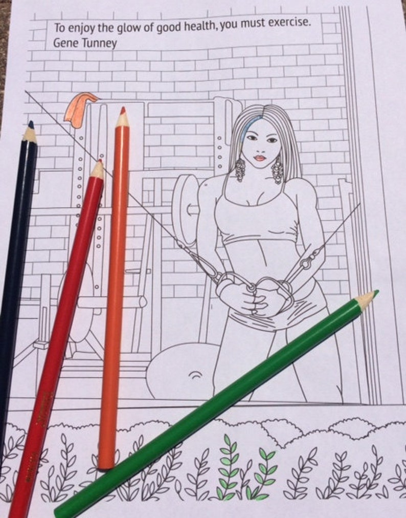 Download Fitness Coloring Pages Fitness Colouring Page Motivational | Etsy