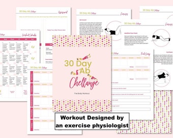 Flat Tummy Challenge For Beginners, Weight Loss Plan, Ab Workout Printable, Workout Plan, Fitness Workout, New Years Resolution,