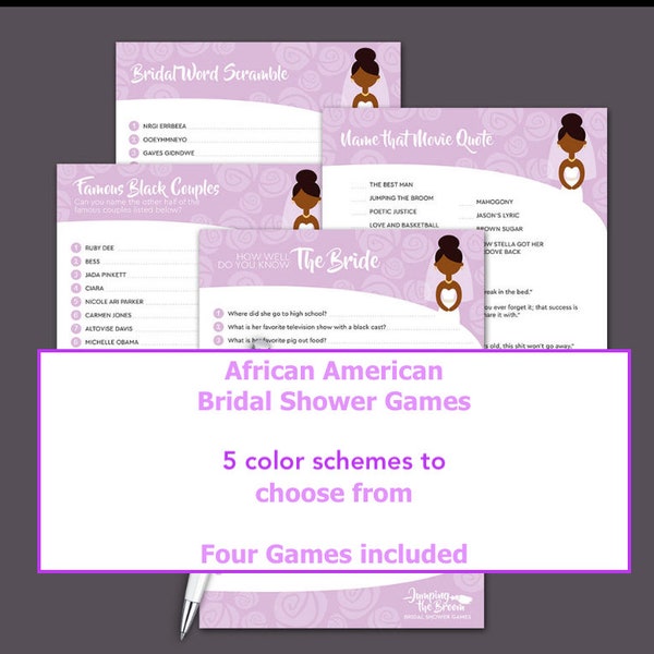 African American Bridal Shower Games, Jumping The Broom Bridal Shower Games, Wedding Shower Games, Afrocentric Wedding, Famous Couples Game