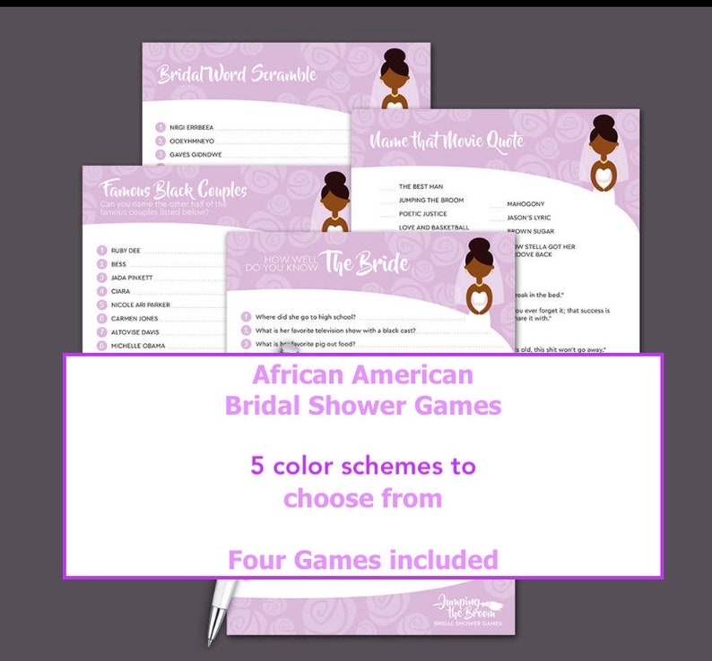 African American Bridal Shower Games, Jumping The Broom Bridal Shower Games, Wedding Shower Games, Afrocentric Wedding, Famous Couples Game image 1