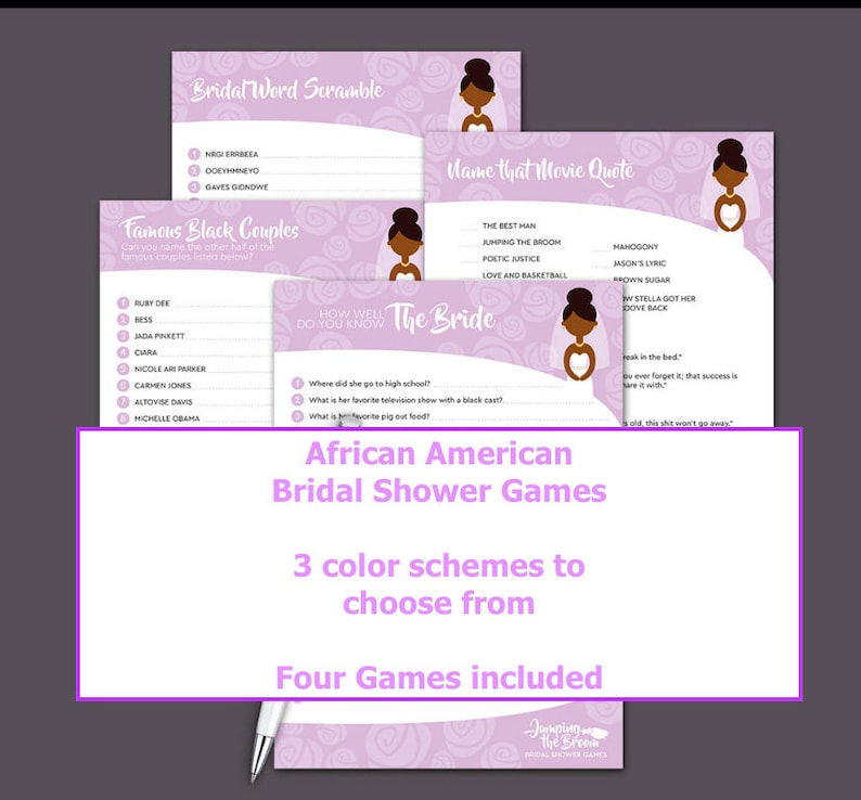 African American Bridal Shower Games, Jumping The Broom Bridal Shower Games, Wedding Shower Games, Afrocentric Wedding, Famous Couples Game image 2