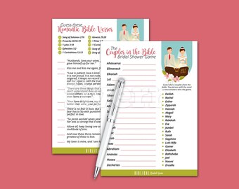 Biblical Bridal Shower Games, Couples Of The Bible Bridal Shower Games, Scriptures for Wedding Shower, Romantic Bible Verses