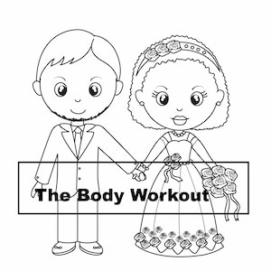 Kids Wedding Activities, Interracial Couple Coloring Page image 1