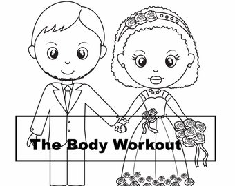 Kids Wedding Activities, Interracial Couple Coloring Page