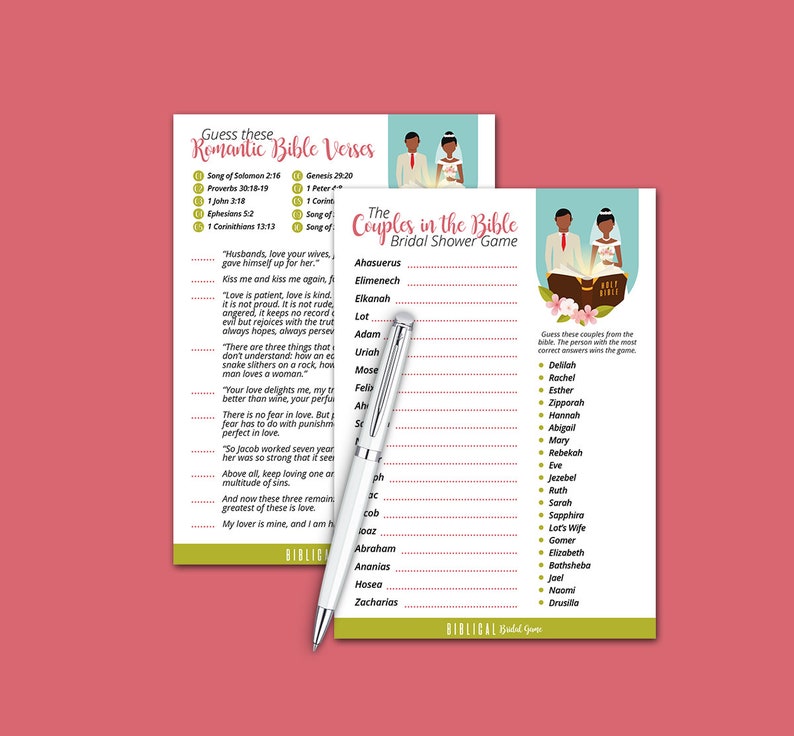 African American Wedding Shower Game Biblical Bridal Shower Etsy