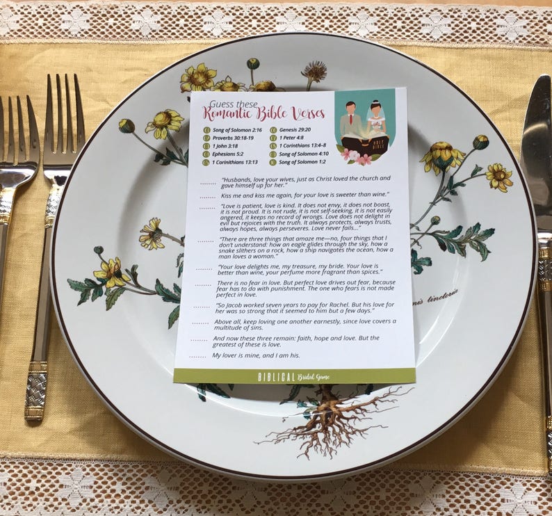 Biblical Bridal Shower Games, Couples of the Bible Bridal Shower Games