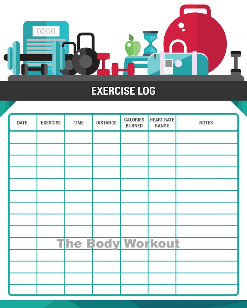 Workout Log, Exercise Log, Fitness Diary, Gym Log, Gym Diary, Workout