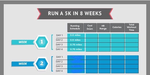 Run A 5k In 8 Weeks Running Program 5k Training Plan Etsy