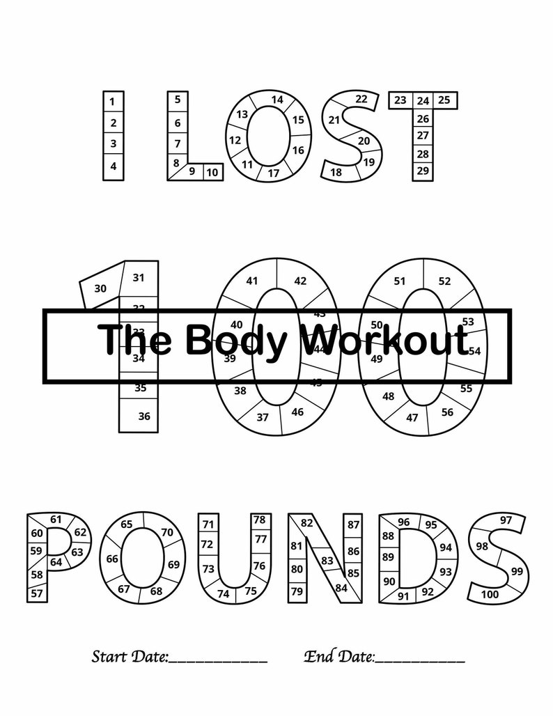 Weight Loss Tracker, 100 Pounds Weight Loss Printable, Diet Chart For Weight Loss image 1