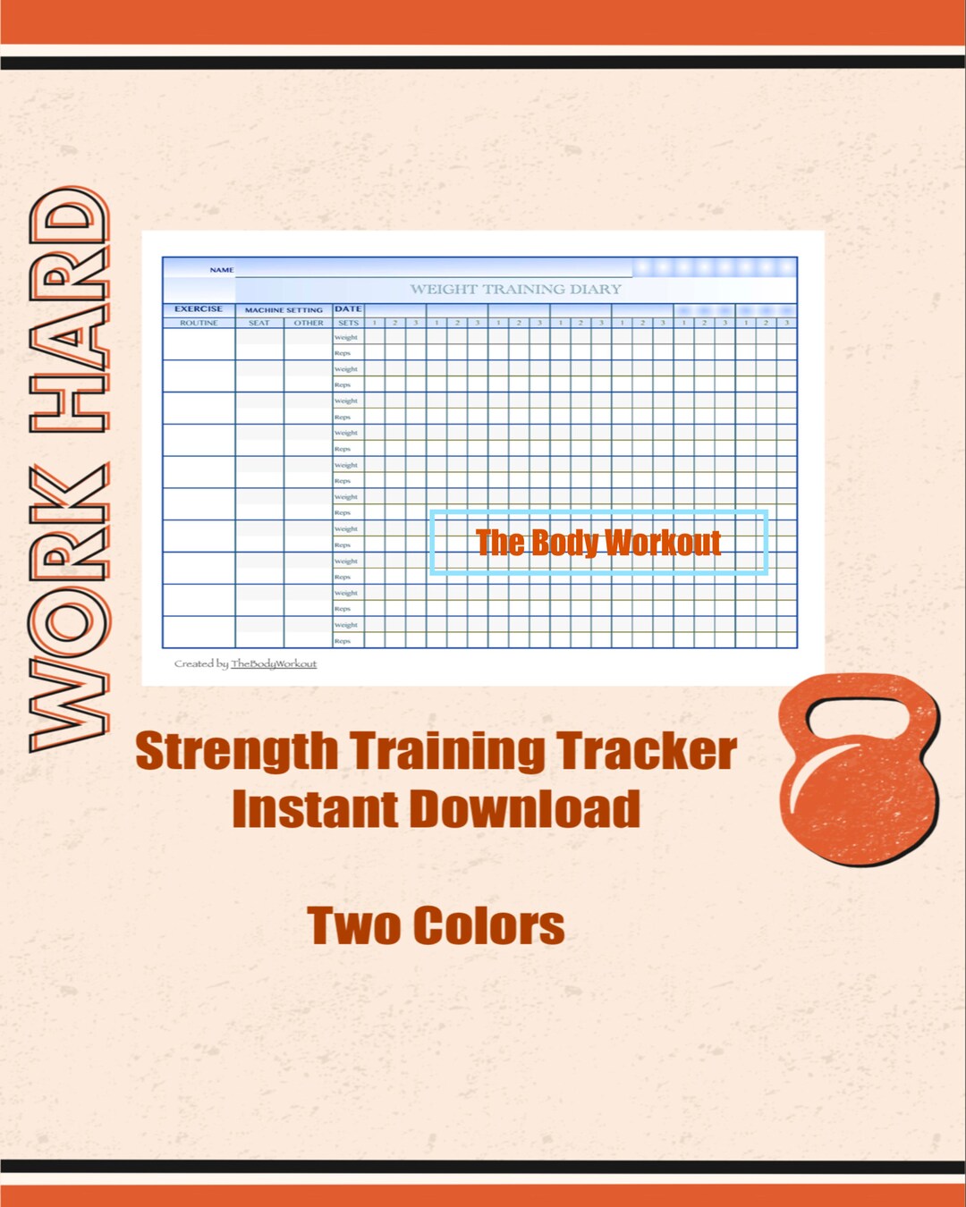 Weight Training Tracker, Strength Training Tracker Etsy