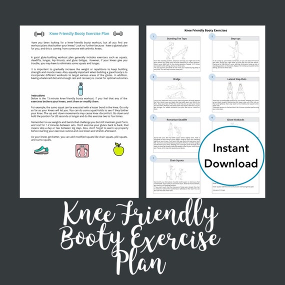Workout Goal Plan Booty Exercise Plan Knee Friendly Etsy