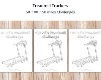 Treadmill Mile Trackers, 50 miles, 100 miles, 150 miles.