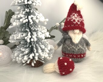 Knitted Gnome and mushroom set, knitted doll, kids doll, handmade doll, Amigurumi, plushies