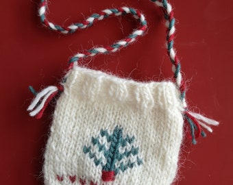 Kids knitted bag, knitted tree handbag, crossbody bag