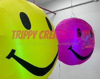 Opblaasbare led-decoratie Happy Face, Happy Face Party, Neon Party Props, Glow Party, Emojji-feest, Decoraties kinderfeest, Bar Decor