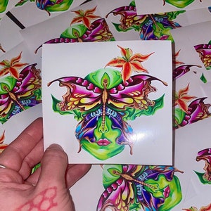 Forest creature, earth spirit, forest goddess, fairy stickers, fairy decal, fantasy stickers, laptop sticker, water bottle decal, unique art