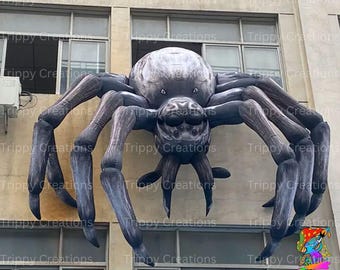Spaventoso ragno gonfiabile decorativo per Halloween, ragno di dimensioni GIGANTI, decorazione di Halloween, allestimenti spettrali per esterni, regalo a tema ragno infestato