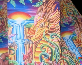 Giclée-Kunstdruck „Drache“, roter und oranger Drache, Fantasy-Wanddeko, Fantasy-Drachen-Wandkunst, mythische Kunstwerke, mystische Dekoration