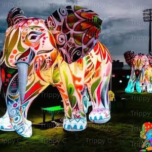 Decorazione gonfiabile gigante a forma di elefante con LED, tema per feste con elefanti, feste con animali selvatici, regali per artisti, decorazioni per palcoscenici