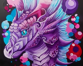 Fantasy art print, mythical creatures, japanese dragon art, dragon wall art, fantasy illustration, celtic dragon, hippy art, gamer gifts